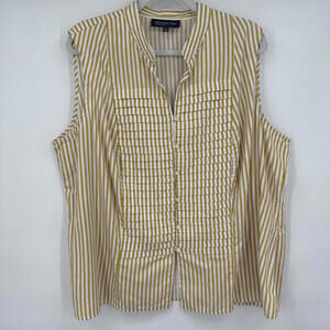 Women's Jones New York White Yellow Cotton Striped Tank 3X